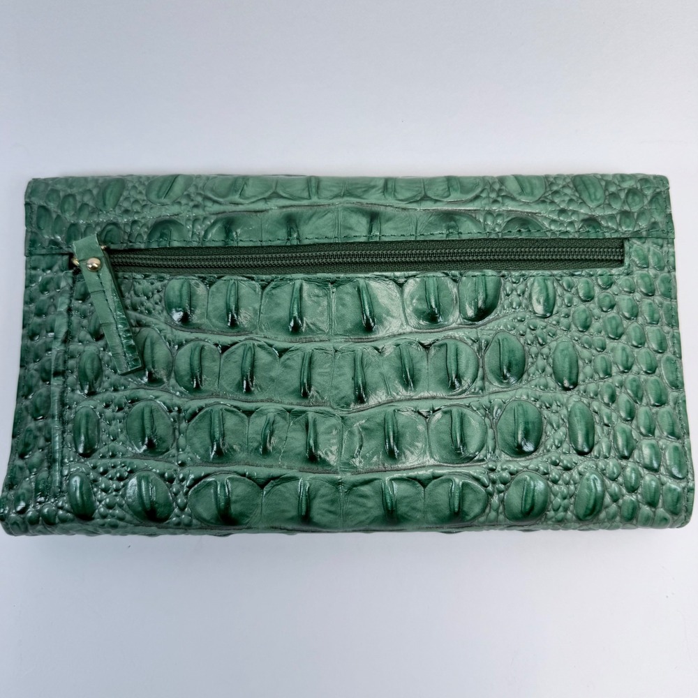 Brahmin Cordelia Wallet Jade Melbourne Green Embossed Leather Crocodile Print - Picture 3 of 6